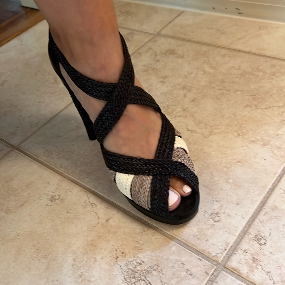 Stuart Weitzman cross strap heels